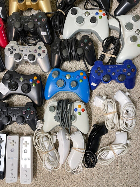 Lot of 47 Xbox 360, Playstation 3, PS3 PS2 Wii Controllers
