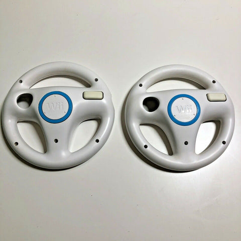 2 Official Genuine Nintendo Wii White Steering Wheel Mario Kart Racing