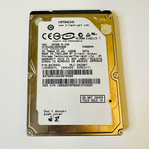 Hitachi  5400rpm 3.0 Gb/s 160GB Hard Drive, 2.5''