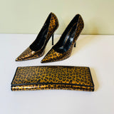 ALDO Women's Heels Size  Leopard Print Patent Leather Shoes 38 and Matching Bag