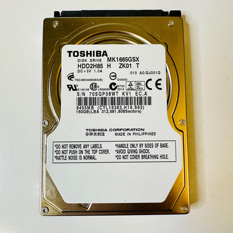 TOSHIBA MK1676GSX 160GB 5400RPM 8MB Cache 2.5" SATA  Internal Hard Drive.
