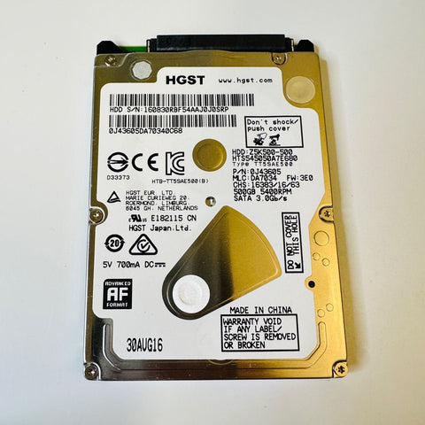 HGST 500GB 2.5” Internal PS4, Hard Drive Z5K500-500 5400 RPM HTS545050A7E680 HDD