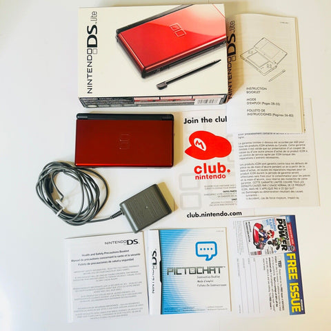 Nintendo DS Lite Crimson Red Handheld Video Game System, CIB Very nice condition