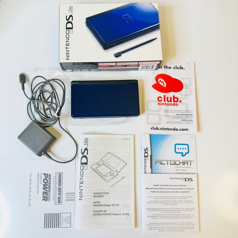 Nintendo DS Lite Cobalt Blue Handheld Video Game System, CIB Very nice condition