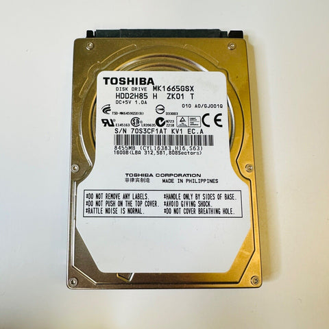 TOSHIBA MK1665GSX 160GB 5400RPM 8MB Cache 2.5" SATA  Internal Hard Drive.