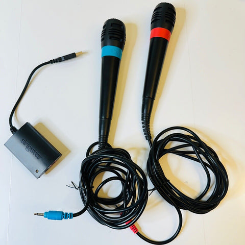 Set of 2 SingStar PS2 Microphones w/ USB Converter Dongle Sony PlayStation 2 & 3