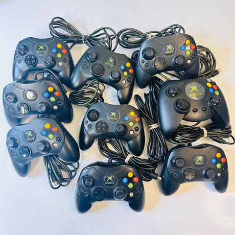 Lot Of 9  Xbox Original Controllers No Breakaway cable - For Parts Only, AS IS!