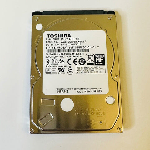 TOSHIBA MQ01ABD050 500GB 5400RPM 8MB Cache 2.5" SATA 3Gb/s Internal Hard Drive.