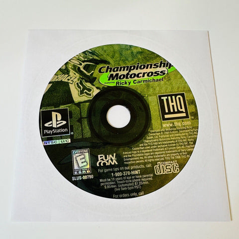 Championship Motocross 2001 (PS1, Sony, PlayStation 1) Disc Surface Is As New!