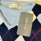 Zara Boys Argyle V-neck Sweater Sz 13-14, Brand New with Tag