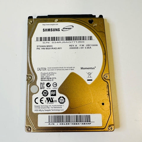 Samsung SpinPoint 2TB HDD 2.5" Hard Drive ST2000LM003 HN-M201RAD/AV1 PC Mac