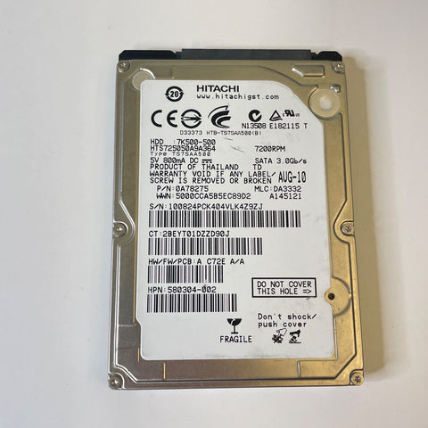 Hitachi 7K500-500 7200rpm 3.0 Gb/s 500GB Hard Drive, 2.5''