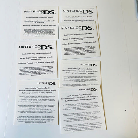 Lot of 7 Nintendo DS Health and Safety Precautions Booklet Game Box Inserts