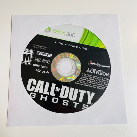 Call of Duty: Ghosts (Xbox 360, 2013) Game Disc only, Disc Surface Is As New!