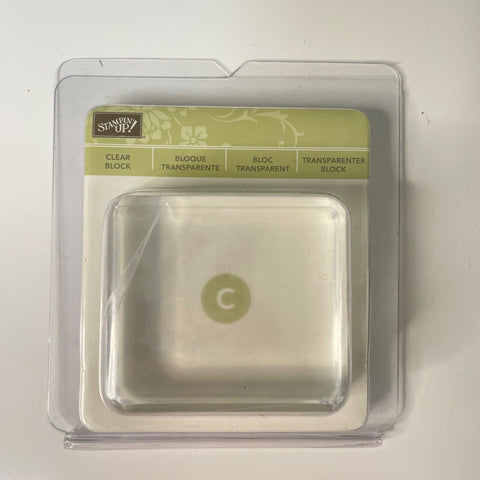 Stampin' Up! Clear Block (size C) 2"L x 2 1/4"W for cling or clear stamps , New