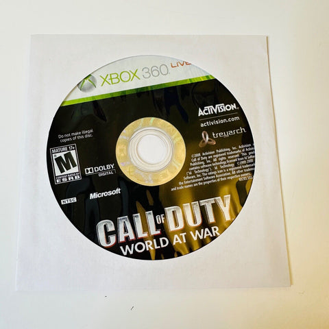 Call of Duty: World at War (Microsoft Xbox 360, 2008) Disc Surface Is As New!