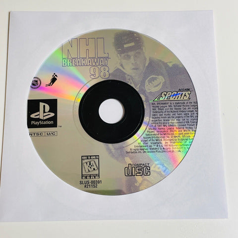 NHL Breakaway 98 (Sony PlayStation 1, PS1) Disc Is Nearly Mint!