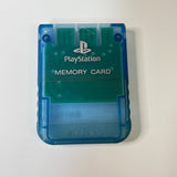 Sony Playstation OEM Official PS1 Memory Card SCPH-1020 Teal/Green Blue Tested!