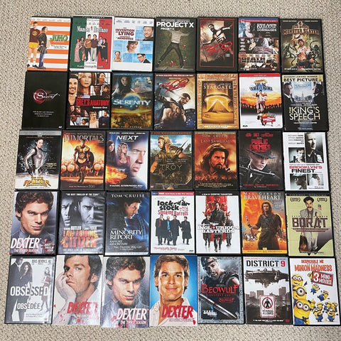 Lot of 35 DVD Movies , Great Titles, Troy, Braveheart, Inglorious Bastards etc