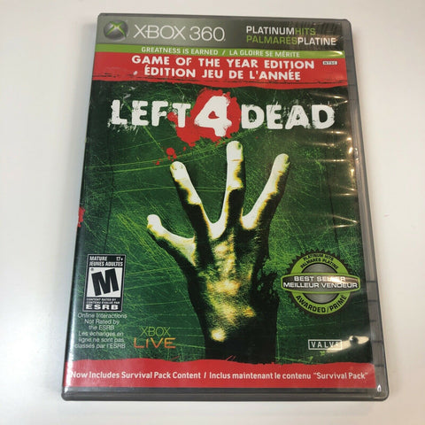 Left 4 Dead Platinum Hits Game of the Year Edition Xbox 360, CIB, Complete, VG