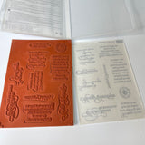 Stampin Up! More Merry Messages 10 Rubber Preowned Stamps Retired, Open Box