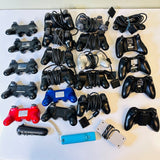 Lot of 24 Wii, NES, PlayStation 3 PS2 PS3 Xbox 360 Controllers, For Parts, AS IS