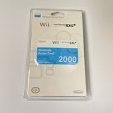 Nintendo Wii, Nintendo DS Wii Shop 2000 Points Card New Sealed Rare Collectible!