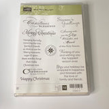 Stampin Up! More Merry Messages 10 Rubber Preowned Stamps Retired, Open Box