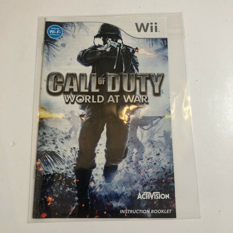 Call Of Duty World At War Nintendo Wii,  Manual Only, No Game