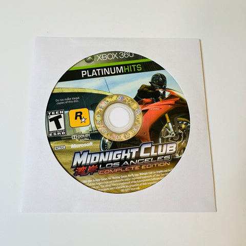 Midnight Club: Los Angeles Complete Edition ( Xbox 360 ) Disc Surface Is As New!