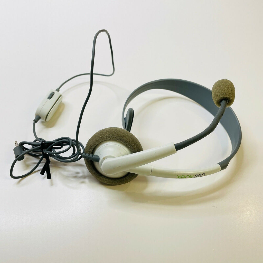 Genuine OEM Microsoft XBOX 360 White/Gray Wired Chat Headset w