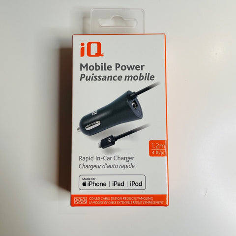 iQ Mobile Power Rapid In-Car Charger for iPhone/iPod/iPad, new in box NIB