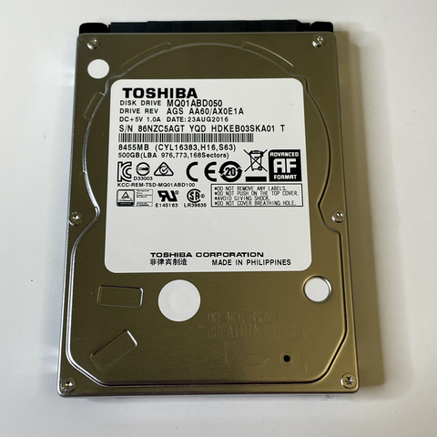 TOSHIBA MQ01ABD050 500GB 5400RPM 8MB Cache 2.5" SATA 3Gb/s Internal Hard Drive