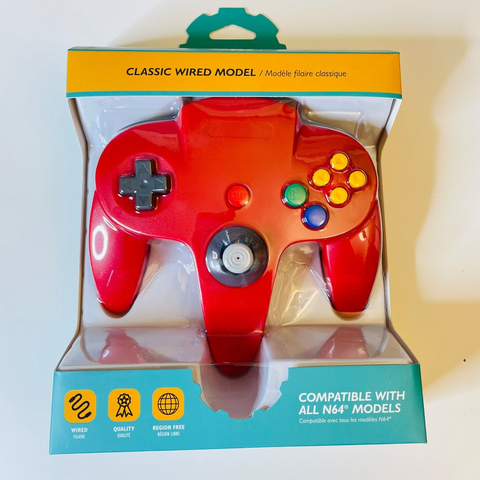 FOR Nintendo 64 N64 Replacement Wired Controller Gamepad Tomee - Red