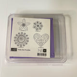 Stampin' Up! 4PC Stamp Set Polka Dot Punches Rubber Stamp Heart Flowers
