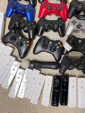 Lot of 47 Xbox 360, Playstation 3, PS3 PS2 Wii Controllers For Parts, AS IS!