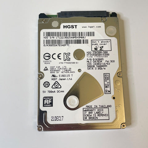 HGST 500GB 2.5” Internal PS4 Hard Drive Z5K500-500 5400 RPM HTS545050A7E680 HDD.