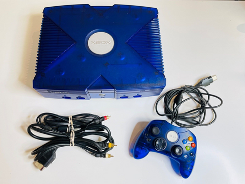 Original Xbox Console Translucent Blue Halo 2 Edition Very Rare!